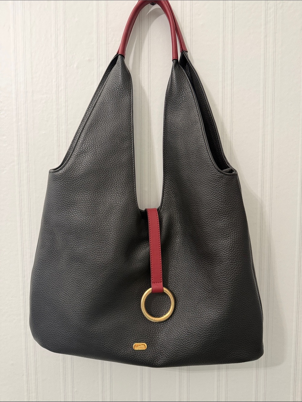 Grillis Roma pebble-grain Italian leather hobo shoulder bag